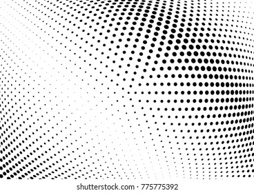 Abstract halftone wave dotted background. Futuristic twisted grunge pattern, dot, circles.  Vector modern optical pop art texture for posters, business cards, cover, labels mock-up, stickers layout