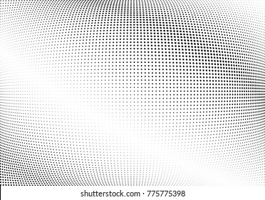 Abstract halftone wave dotted background. Futuristic twisted grunge pattern, dot, circles.  Vector modern optical pop art texture for posters, business cards, cover, labels mock-up, stickers layout