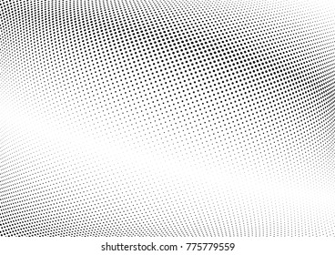 Abstract halftone wave dotted background. Futuristic twisted grunge pattern, dot, circles.  Vector modern optical pop art texture for posters, business cards, cover, labels mock-up, stickers layout