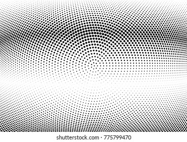 Abstract halftone wave dotted background. Futuristic twisted grunge pattern, dot, circles.  Vector modern optical pop art texture for posters, business cards, cover, labels mock-up, stickers layout
