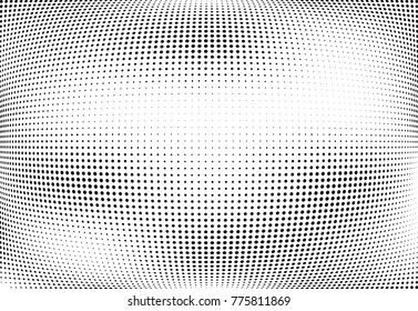 Abstract halftone wave dotted background. Futuristic twisted grunge pattern, dot, circles.  Vector modern optical pop art texture for posters, business cards, cover, labels mock-up, stickers layout