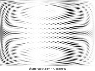 Abstract halftone wave dotted background. Futuristic twisted grunge pattern, dot, circles.  Vector modern optical pop art texture for posters, business cards, cover, labels mock-up, stickers layout