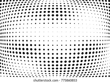 Abstract halftone wave dotted background. Futuristic twisted grunge pattern, dot, circles.  Vector modern optical pop art texture for posters, business cards, cover, labels mock-up, stickers layout