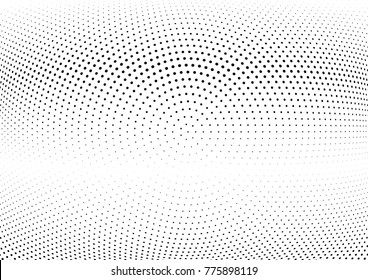 Abstract halftone wave dotted background. Futuristic twisted grunge pattern, dot, circles.  Vector modern optical pop art texture for posters, business cards, cover, labels mock-up, stickers layout