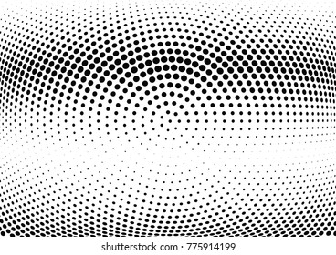 Abstract halftone wave dotted background. Futuristic twisted grunge pattern, dot, circles.  Vector modern optical pop art texture for posters, business cards, cover, labels mock-up, stickers layout