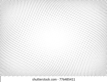 Ola de semitonos abstracta salpicada de fondo. Futurista estampado de trituro, punto, círculos.  Textura moderna de arte pop óptico vectorial para carteles, tarjetas de visita, portada, maqueta de etiquetas, diseño de etiquetas