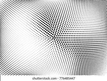 Abstract halftone wave dotted background. Futuristic twisted grunge pattern, dot, circles.  Vector modern optical pop art texture for posters, business cards, cover, labels mock-up, stickers layout