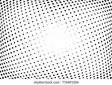 Abstract halftone wave dotted background. Futuristic twisted grunge pattern, dot, circles.  Vector modern optical pop art texture for posters, business cards, cover, labels mock-up, stickers layout