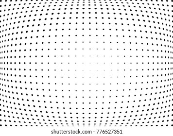 Abstract halftone wave dotted background. Futuristic twisted grunge pattern, dot, circles.  Vector modern optical pop art texture for posters, business cards, cover, labels mock-up, stickers layout