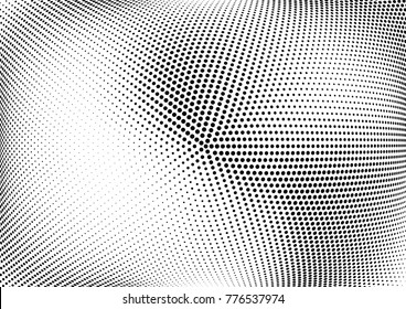 Abstract halftone wave dotted background. Futuristic twisted grunge pattern, dot, circles.  Vector modern optical pop art texture for posters, business cards, cover, labels mock-up, stickers layout
