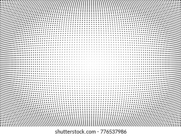 Abstract halftone wave dotted background. Futuristic twisted grunge pattern, dot, circles.  Vector modern optical pop art texture for posters, business cards, cover, labels mock-up, stickers layout