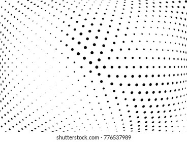 Abstract halftone wave dotted background. Futuristic twisted grunge pattern, dot, circles.  Vector modern optical pop art texture for posters, business cards, cover, labels mock-up, stickers layout