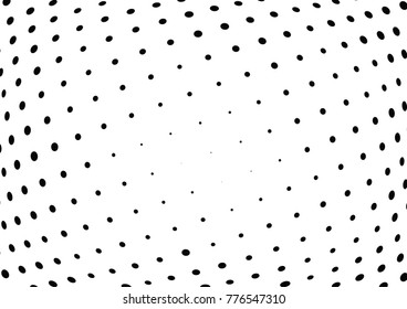 Abstract halftone wave dotted background. Futuristic twisted grunge pattern, dot, circles.  Vector modern optical pop art texture for posters, business cards, cover, labels mock-up, stickers layout