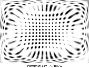 Abstract halftone wave dotted background. Futuristic twisted grunge pattern, dot, circles.  Vector modern optical pop art texture for posters, business cards, cover, labels mock-up, stickers layout