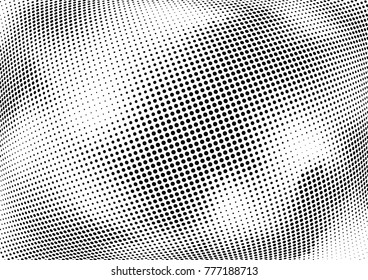 Abstract halftone wave dotted background. Futuristic twisted grunge pattern, dot, circles.  Vector modern optical pop art texture for posters, business cards, cover, labels mock-up, stickers layout