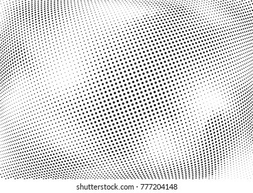 Abstract halftone wave dotted background. Futuristic twisted grunge pattern, dot, circles.  Vector modern optical pop art texture for posters, business cards, cover, labels mock-up, stickers layout