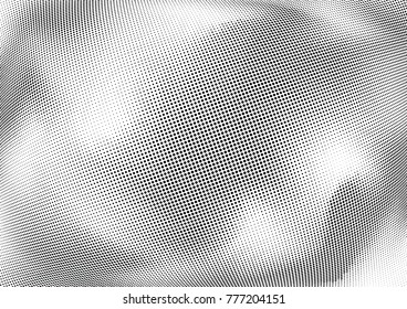 Abstract halftone wave dotted background. Futuristic twisted grunge pattern, dot, circles.  Vector modern optical pop art texture for posters, business cards, cover, labels mock-up, stickers layout