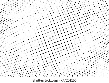 Abstract halftone wave dotted background. Futuristic twisted grunge pattern, dot, circles.  Vector modern optical pop art texture for posters, business cards, cover, labels mock-up, stickers layout