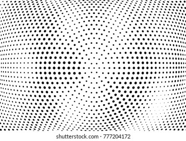Abstract halftone wave dotted background. Futuristic twisted grunge pattern, dot, circles.  Vector modern optical pop art texture for posters, business cards, cover, labels mock-up, stickers layout