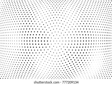 Abstract halftone wave dotted background. Futuristic twisted grunge pattern, dot, circles.  Vector modern optical pop art texture for posters, business cards, cover, labels mock-up, stickers layout