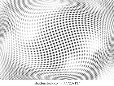 Abstract halftone wave dotted background. Futuristic twisted grunge pattern, dot, circles.  Vector modern optical pop art texture for posters, business cards, cover, labels mock-up, stickers layout