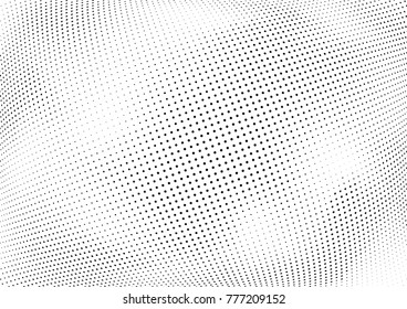 Abstract halftone wave dotted background. Futuristic twisted grunge pattern, dot, circles.  Vector modern optical pop art texture for posters, business cards, cover, labels mock-up, stickers layout