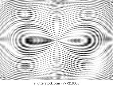 Abstract halftone wave dotted background. Futuristic twisted grunge pattern, dot, circles.  Vector modern optical pop art texture for posters, business cards, cover, labels mock-up, stickers layout