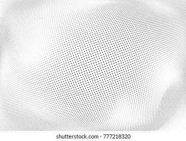 Abstract halftone wave dotted background. Futuristic twisted grunge pattern, dot, circles.  Vector modern optical pop art texture for posters, business cards, cover, labels mock-up, stickers layout