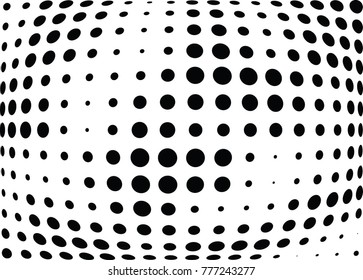 Abstract halftone wave dotted background. Futuristic twisted grunge pattern, dot, circles.  Vector modern optical pop art texture for posters, business cards, cover, labels mock-up, stickers layout
