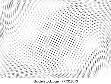Abstract halftone wave dotted background. Futuristic twisted grunge pattern, dot, circles.  Vector modern optical pop art texture for posters, business cards, cover, labels mock-up, stickers layout