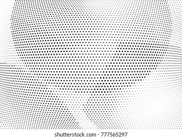 Abstract halftone wave dotted background. Futuristic twisted grunge pattern, dot, circles.  Vector modern optical pop art texture for posters, business cards, cover, labels mock-up, stickers layout