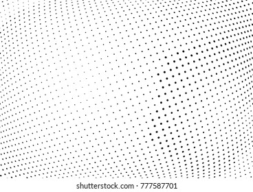 Abstract halftone wave dotted background. Futuristic twisted grunge pattern, dot, circles.  Vector modern optical pop art texture for posters, business cards, cover, labels mock-up, stickers layout