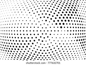 Abstract halftone wave dotted background. Futuristic twisted grunge pattern, dot, circles.  Vector modern optical pop art texture for posters, business cards, cover, labels mock-up, stickers layout