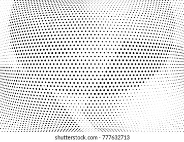 Abstract halftone wave dotted background. Futuristic twisted grunge pattern, dot, circles.  Vector modern optical pop art texture for posters, business cards, cover, labels mock-up, stickers layout