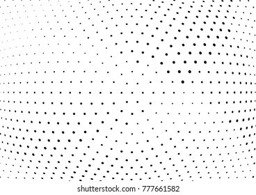 Abstract halftone wave dotted background. Futuristic twisted grunge pattern, dot, circles.  Vector modern optical pop art texture for posters, business cards, cover, labels mock-up, stickers layout