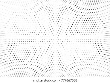 Abstract halftone wave dotted background. Futuristic twisted grunge pattern, dot, circles.  Vector modern optical pop art texture for posters, business cards, cover, labels mock-up, stickers layout