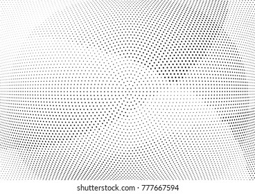 Abstract halftone wave dotted background. Futuristic twisted grunge pattern, dot, circles.  Vector modern optical pop art texture for posters, business cards, cover, labels mock-up, stickers layout