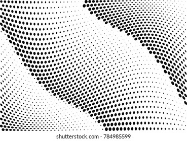Abstract halftone wave dotted background. Futuristic twisted grunge pattern, dot, circles.  Vector modern optical pop art texture for posters, business cards, cover, labels mock-up, stickers layout