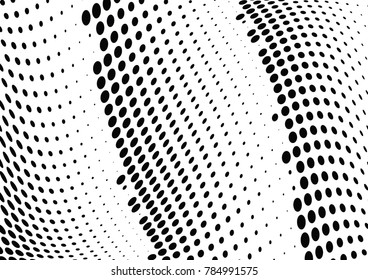 Abstract halftone wave dotted background. Futuristic twisted grunge pattern, dot, circles.  Vector modern optical pop art texture for posters, business cards, cover, labels mock-up, stickers layout