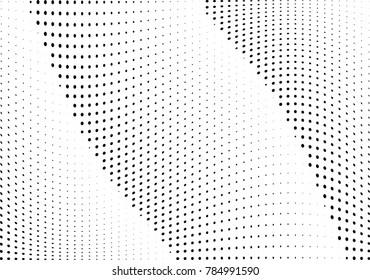 Abstract halftone wave dotted background. Futuristic twisted grunge pattern, dot, circles.  Vector modern optical pop art texture for posters, business cards, cover, labels mock-up, stickers layout