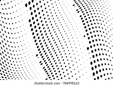 Abstract halftone wave dotted background. Futuristic twisted grunge pattern, dot, circles.  Vector modern optical pop art texture for posters, business cards, cover, labels mock-up, stickers layout