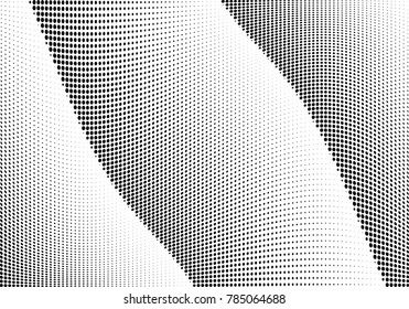 Abstract halftone wave dotted background. Futuristic twisted grunge pattern, dot, circles.  Vector modern optical pop art texture for posters, business cards, cover, labels mock-up, stickers layout