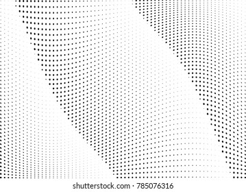 Abstract halftone wave dotted background. Futuristic twisted grunge pattern, dot, circles.  Vector modern optical pop art texture for posters, business cards, cover, labels mock-up, stickers layout