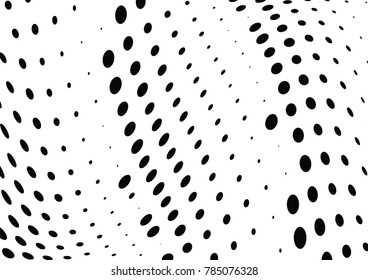Abstract halftone wave dotted background. Futuristic twisted grunge pattern, dot, circles.  Vector modern optical pop art texture for posters, business cards, cover, labels mock-up, stickers layout