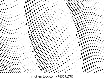 Abstract halftone wave dotted background. Futuristic twisted grunge pattern, dot, circles.  Vector modern optical pop art texture for posters, business cards, cover, labels mock-up, stickers layout