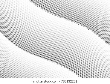 Abstract halftone wave dotted background. Futuristic twisted grunge pattern, dot, circles.  Vector modern optical pop art texture for posters, business cards, cover, labels mock-up, stickers layout