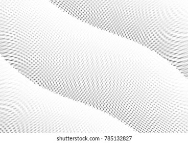 Abstract halftone wave dotted background. Futuristic twisted grunge pattern, dot, circles.  Vector modern optical pop art texture for posters, business cards, cover, labels mock-up, stickers layout