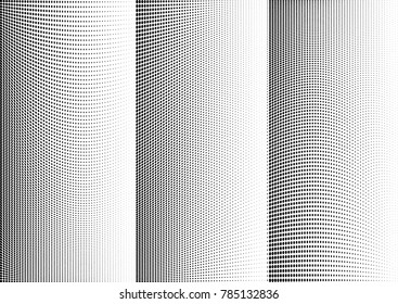 Abstract halftone wave dotted background. Futuristic twisted grunge pattern, dot, circles.  Vector modern optical pop art texture for posters, business cards, cover, labels mock-up, stickers layout