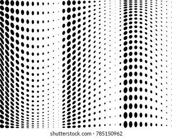 Abstract halftone wave dotted background. Futuristic twisted grunge pattern, dot, circles.  Vector modern optical pop art texture for posters, business cards, cover, labels mock-up, stickers layout