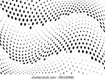 Abstract halftone wave dotted background. Futuristic twisted grunge pattern, dot, circles.  Vector modern optical pop art texture for posters, business cards, cover, labels mock-up, stickers layout